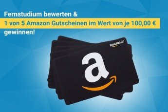 Fernstudium bewerten und 1 von 5 Amazon Gutscheinen im Wert von 100 €¹ gewinnen!